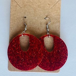 Red Glitter Earrings